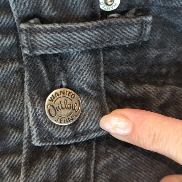 Y2K Vintage Outlaw Wanted Branded Washed Black Jeans Made In USA Women's Size 7 - Picture 5 of 13